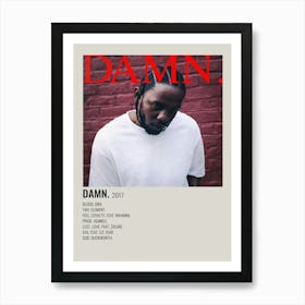 Top Hip Hop Rap Kendrick Lamar Music Cover Damn Poster 2 Art Print