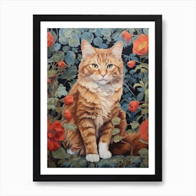 Cat In Floral Medieval Monestary 1 Art Print