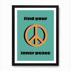 Find Your Inner Peace - Typography - Retro - Sign - Art Print - Living room -  Blue Art Print