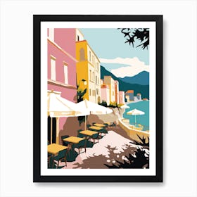 Amalfi, Italy, Flat Pastels Tones Illustration 6 Art Print