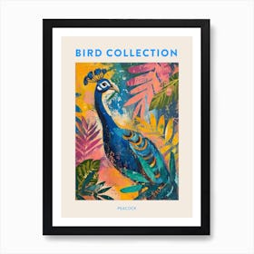 Colourful Tropical Peacock Painting 2 Poster Art Print