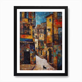 Painting Of San Francisco With A Cat In The Style Of Gustav Klimt 2 Art Print