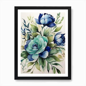 Blue Flowers 1 Art Print