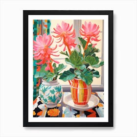 Cactus Painting Maximalist Still Life Easter Cactus 3 Art Print