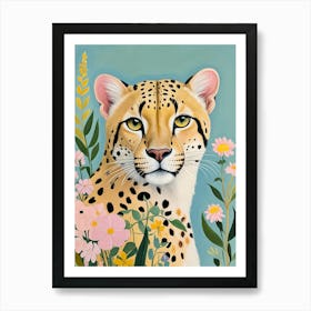 Floral Cheetah Art Print