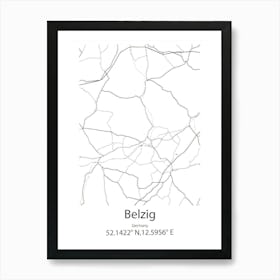 Belzig,Germany Minimalist Map Art Print