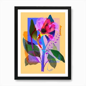 Everlasting Flower 1 Neon Flower Collage Art Print