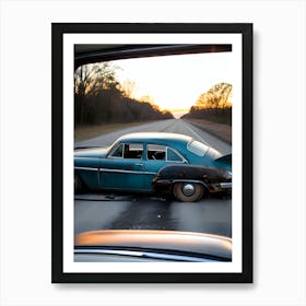 Old Car On The Road~Reimagined 1 Art Print