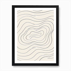 Wavy Line Drawing beige and black Art Print