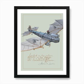 Steampunk Plane Flying Quote Art Print