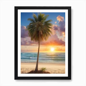 Palm Tree On The Beach Art Print