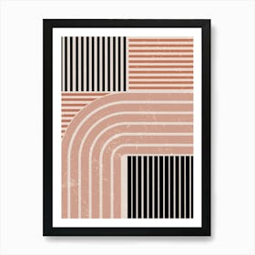 Graphic Design Stripes Curved Lines Earth Tones Art Print