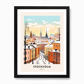 Vintage Winter Travel Poster Stockholm Sweden 4 Art Print