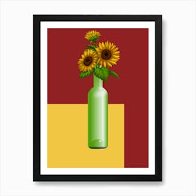 Sunflower and Vase Póster