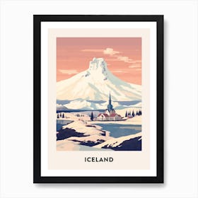 Vintage Winter Travel Poster Iceland 3 Art Print