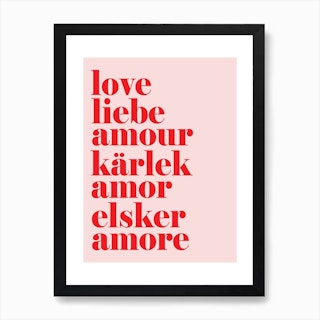 Love Liebe Red Pink Art Print