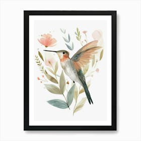 Charming Nursery Kids Animals Hummingbird 3 Art Print
