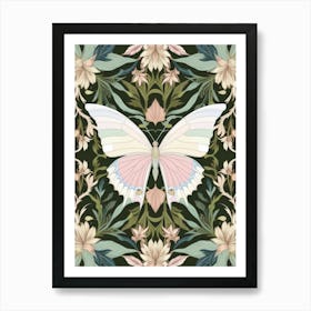 Floral Pattern With Butterflies Style William Morris Art Print