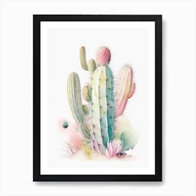 Saguaro Cactus Pastel Watercolour Art Print