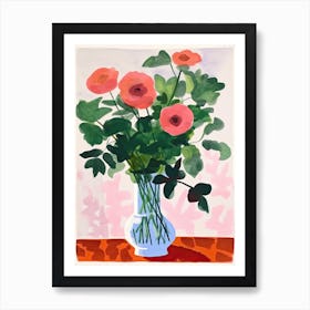 Roses Bouquet Flower Illustration 3 Art Print