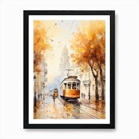 Lisbon Portugal In Autumn Fall, Watercolour 1 Art Print