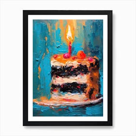 A Slice Of Birthday Cake Oil Painting 3 Art Print