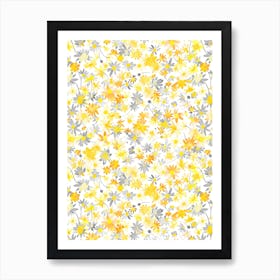 Daisies Floral Ultimate Gray Art Print