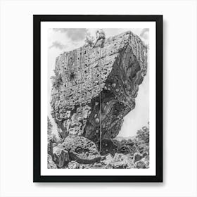 Bouldering Project Austin Texas Black And White Drawing 1 Art Print