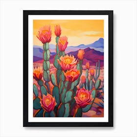Cactus In The Desert Painting Austrocylindropuntia Subulata Art Print