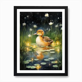 Duckling In The Moonlight 4 Art Print