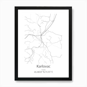 Karlovac,Croatia Minimalist Map Art Print