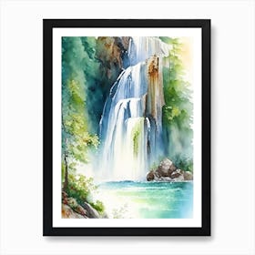 Skradinski Buk Waterfall, Croatia Water Colour  (2) Art Print