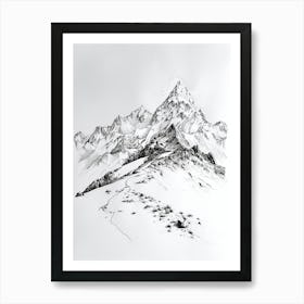 Kala Patthar Nepal Line Drawing 4 Art Print