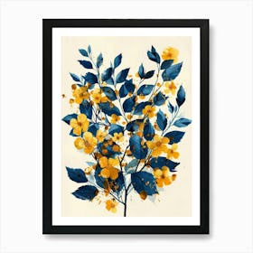 Blue And Yellow Flowers 2 Art Print