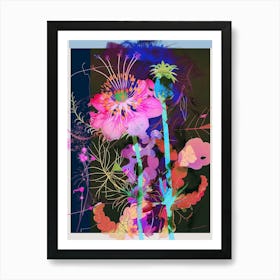Nigella 7 Neon Flower Collage Art Print