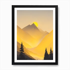 Misty Mountains Vertical Composition In Yellow Tone 30 Art Print