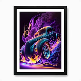 Muscle Smoke Drift Retro Racing vintage classic Car Hot rod Art Print