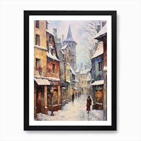 Vintage Winter Painting Tallinn Estonia 3 Art Print