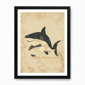 Shark & A Dog Muted Pastels 2 Art Print