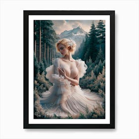 Collage Art of Beautiful Woman in The Forest #4 Art Print