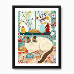 Tea Time With A Ragdoll Cat 4 Art Print