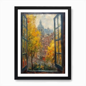 Window View Of Amsterdam In The Style Of Impressionism 1 Art Print