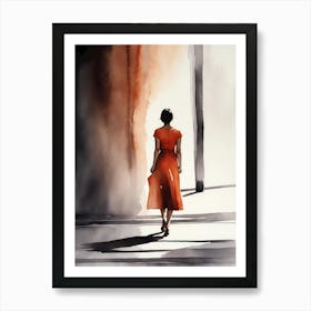 Woman In Red Dress Art Print