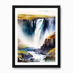 Thorufoss, Iceland Water Colour  (1) Art Print