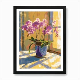 Orchid Flowers On A Table   Contemporary Illustration 4 Art Print