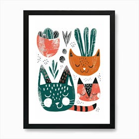 Cactus Cats Art Print