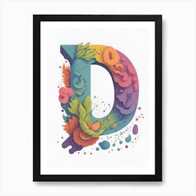 Colorful Letter D Illustration 70 Art Print