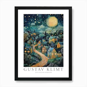 Gustav Klimt Print Night Town Stars Klimt Poster Klimt Exhibition Poster Painting Flower Garden Art Print