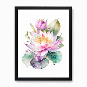 Lotus Flower Bouquet Watercolour 3 Art Print