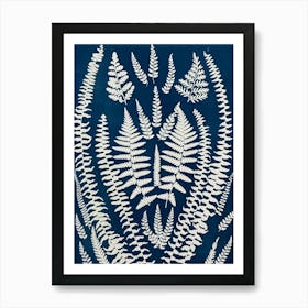 Blue Fern pattern Art Print
